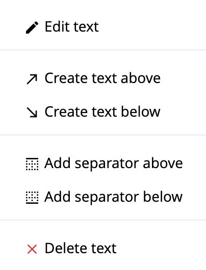 Offer - Action Menu for Text Positions