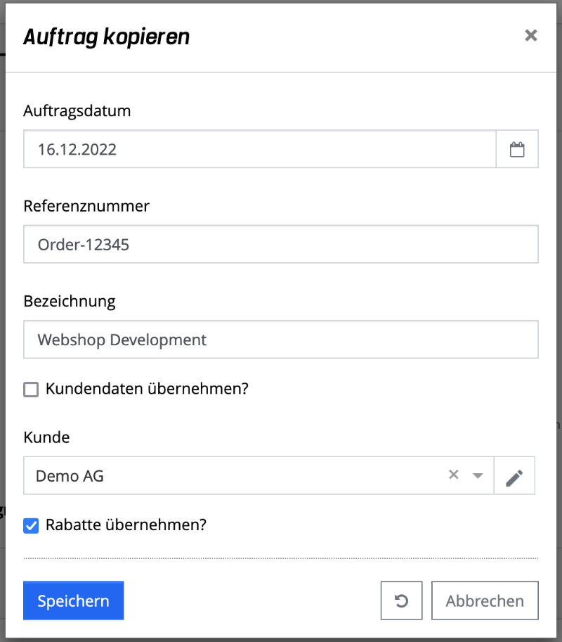 Auftrag kopieren