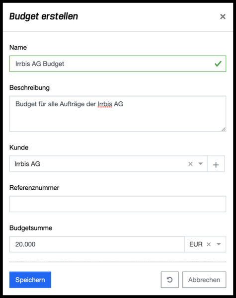 Budgets - erstellen