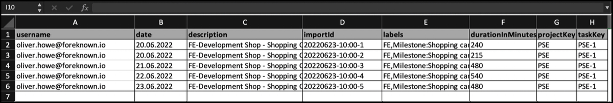 Activities - Excel Template