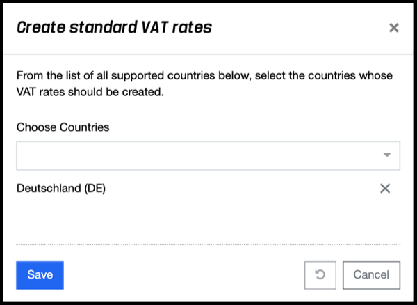 Setup Assistant - Standard Tax Rates