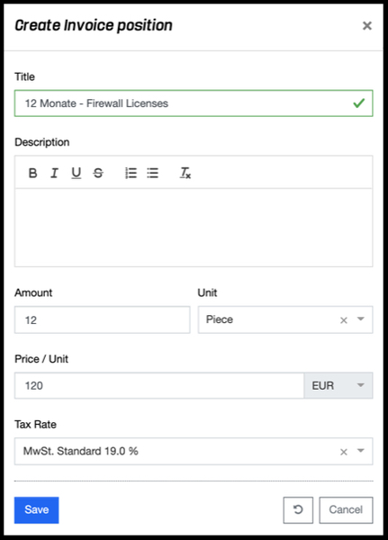 Invoices - Invoice Position