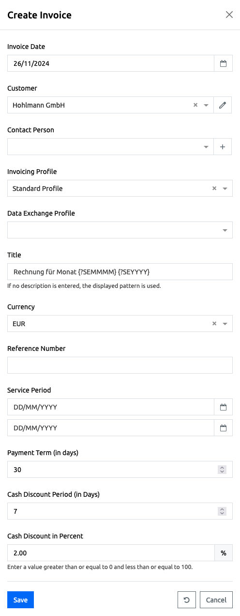 Invoice - Create Invoice