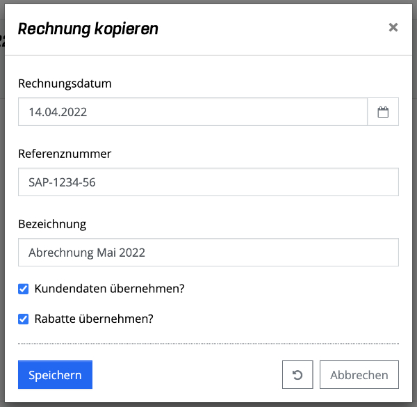 Rechnung kopieren