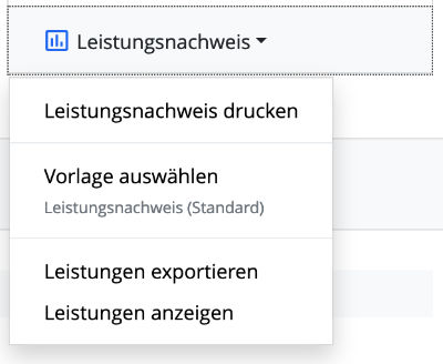 Rechnungen - Leistungsnachweis Drop-Down Menü