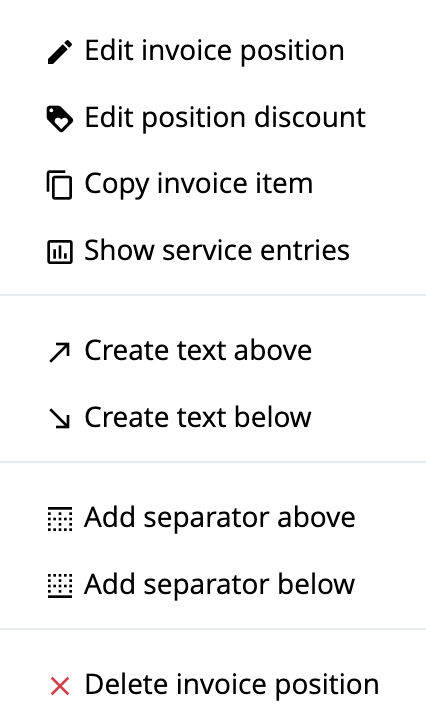 Invoice - Action Menu - Invoice Position