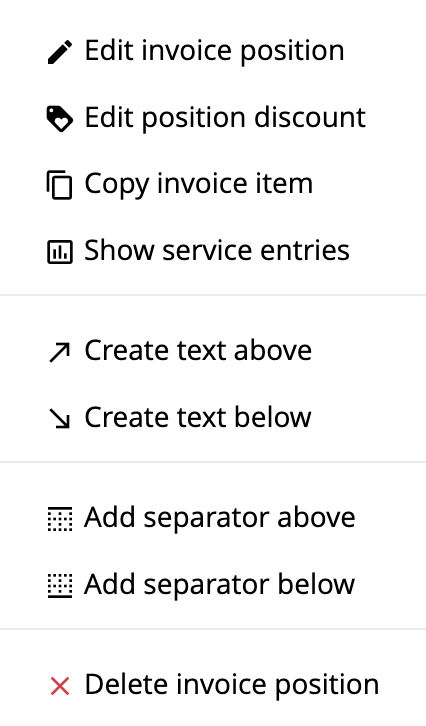 Invoice - Action Menu - Invoice Position