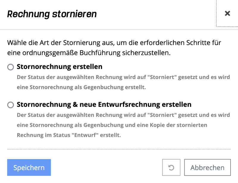 Rechnung stornieren