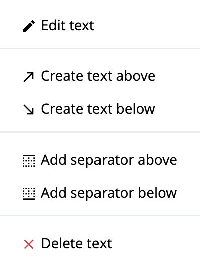 Invoice - Action Menu for Text Positions