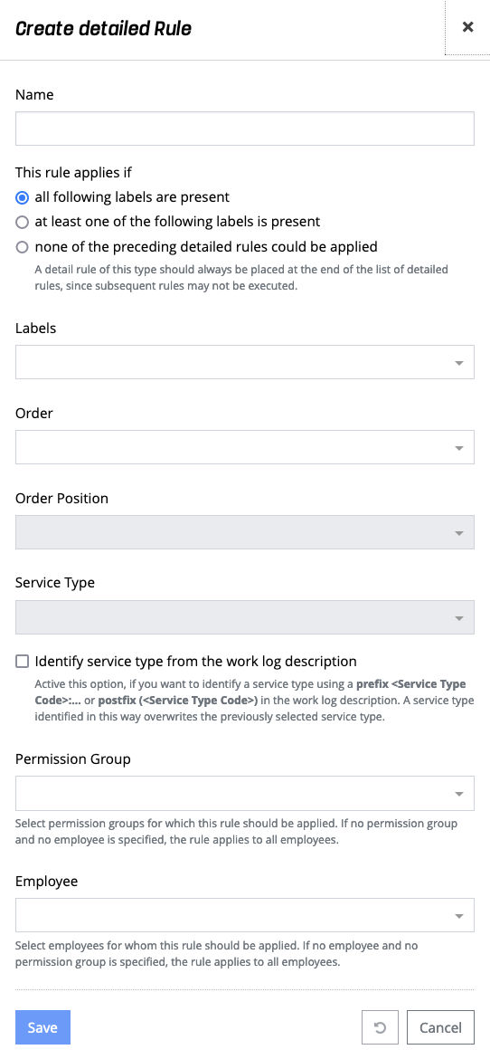 Rules - Create detailed Rule