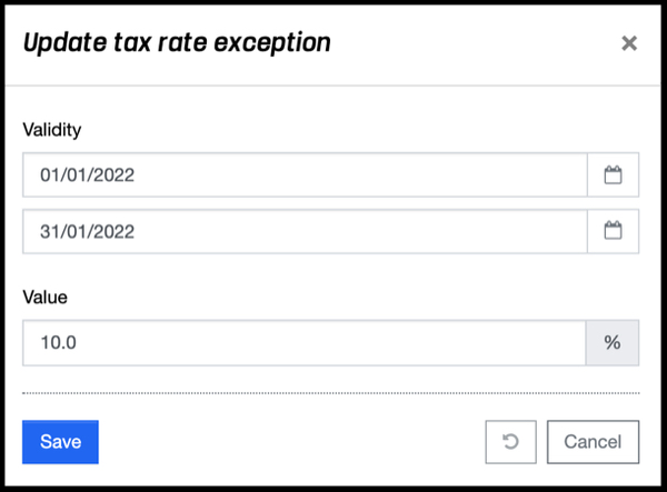 Tax Rates - Update Exception
