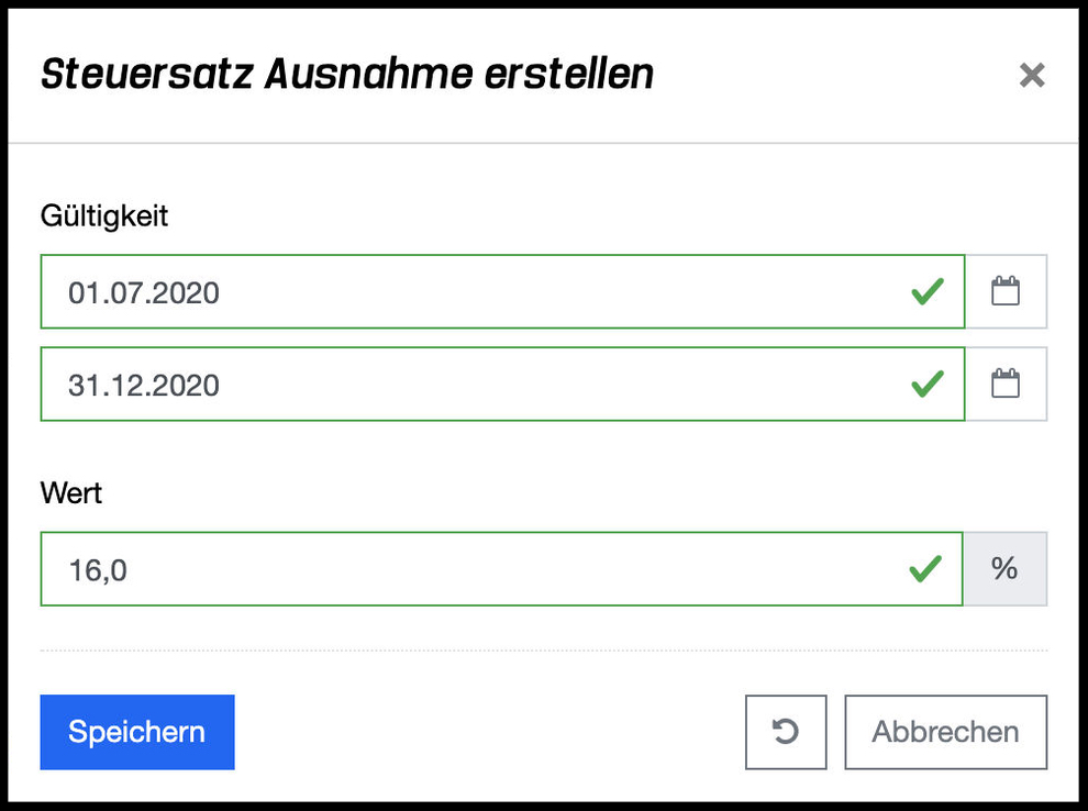 Steuersatz-Ausnahme erstellen