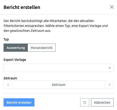 Mitarbeiter - Bericht erstellen