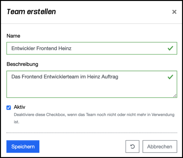 Teams - Team erstellen