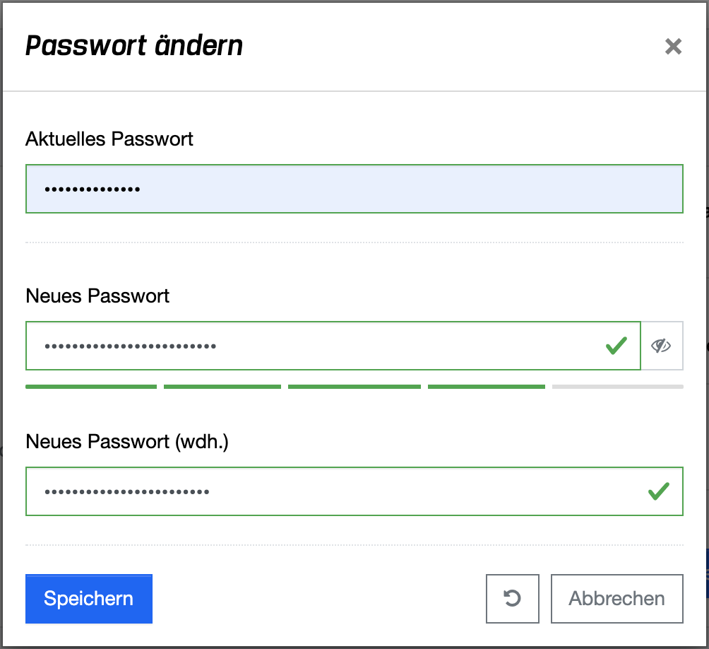 Benutzerprofil - Passwort ändern