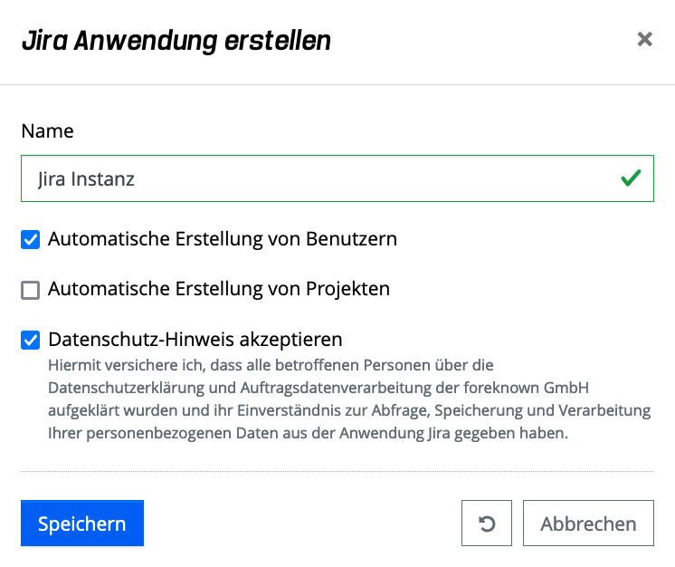 Anwendungen - Jira Anwendung erstellen