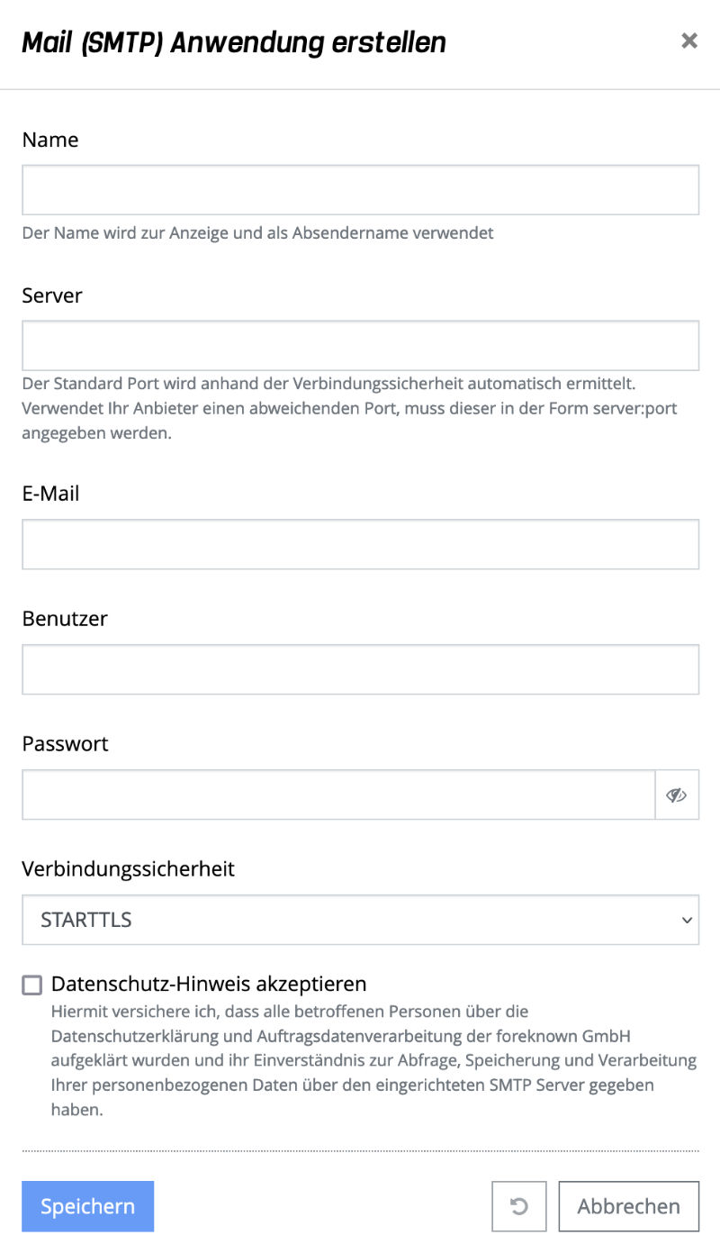 Anwendungen - Mail (SMTP) - Konfiguration
