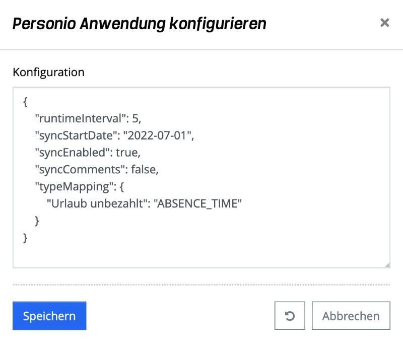 Anwendungen - Personio - Konfiguration