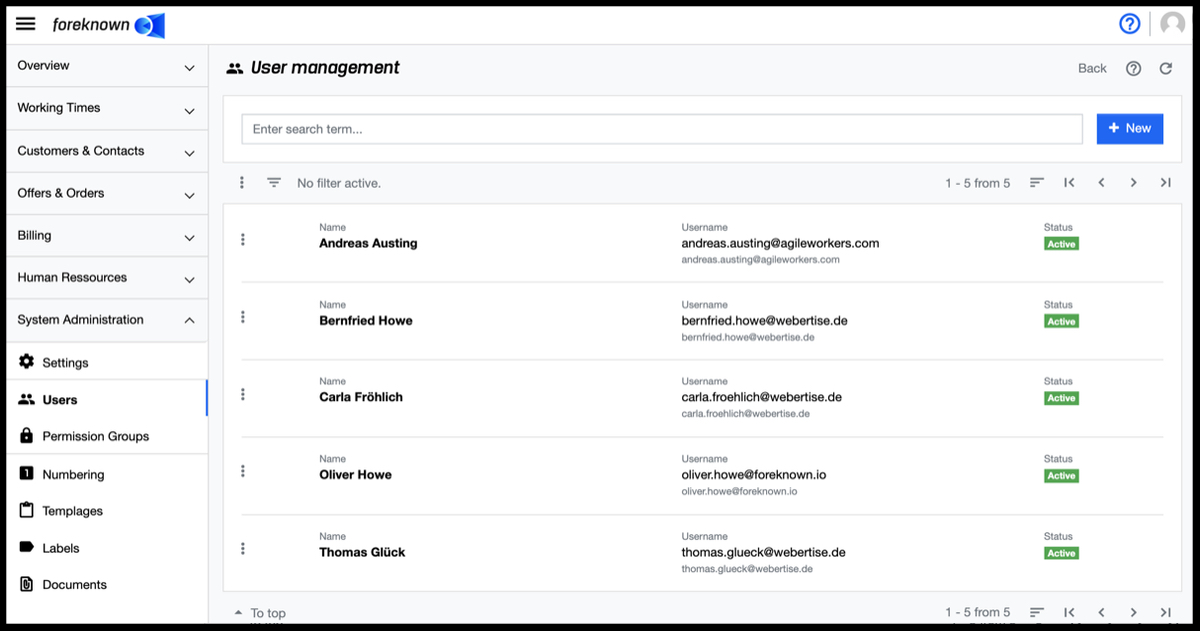 User Management - List and Search