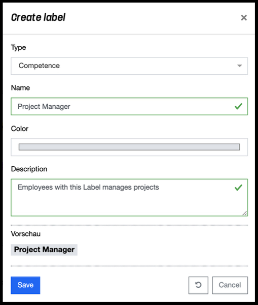 Label Management - Create Label