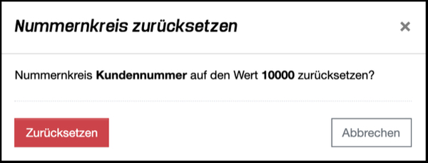 Einstellungen - Nummernkreis zurücksetzten