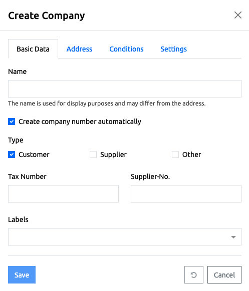 Create Company - Basic Data