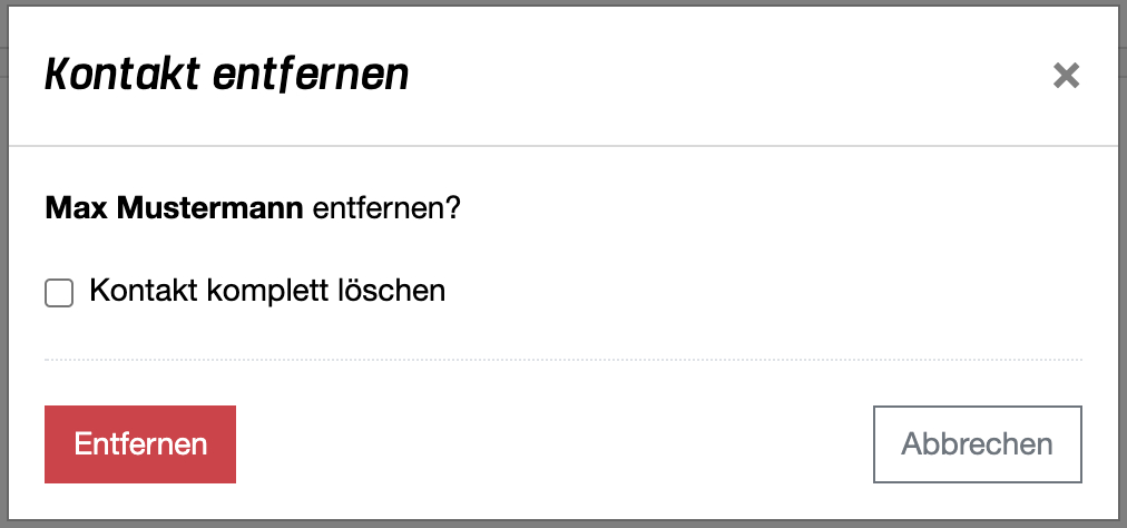 Unternehmen - Kontakt entfernen