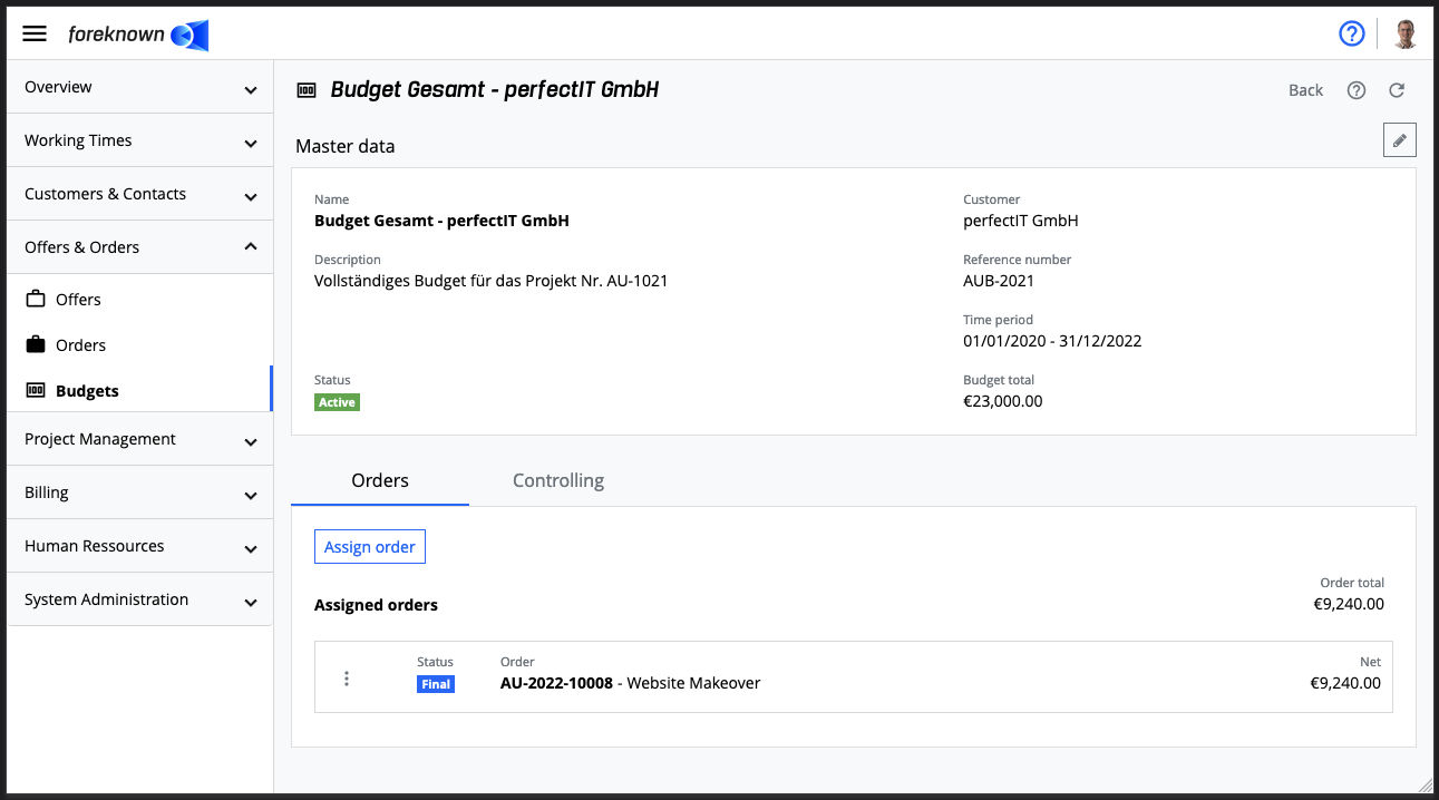 Budget - Detailed View