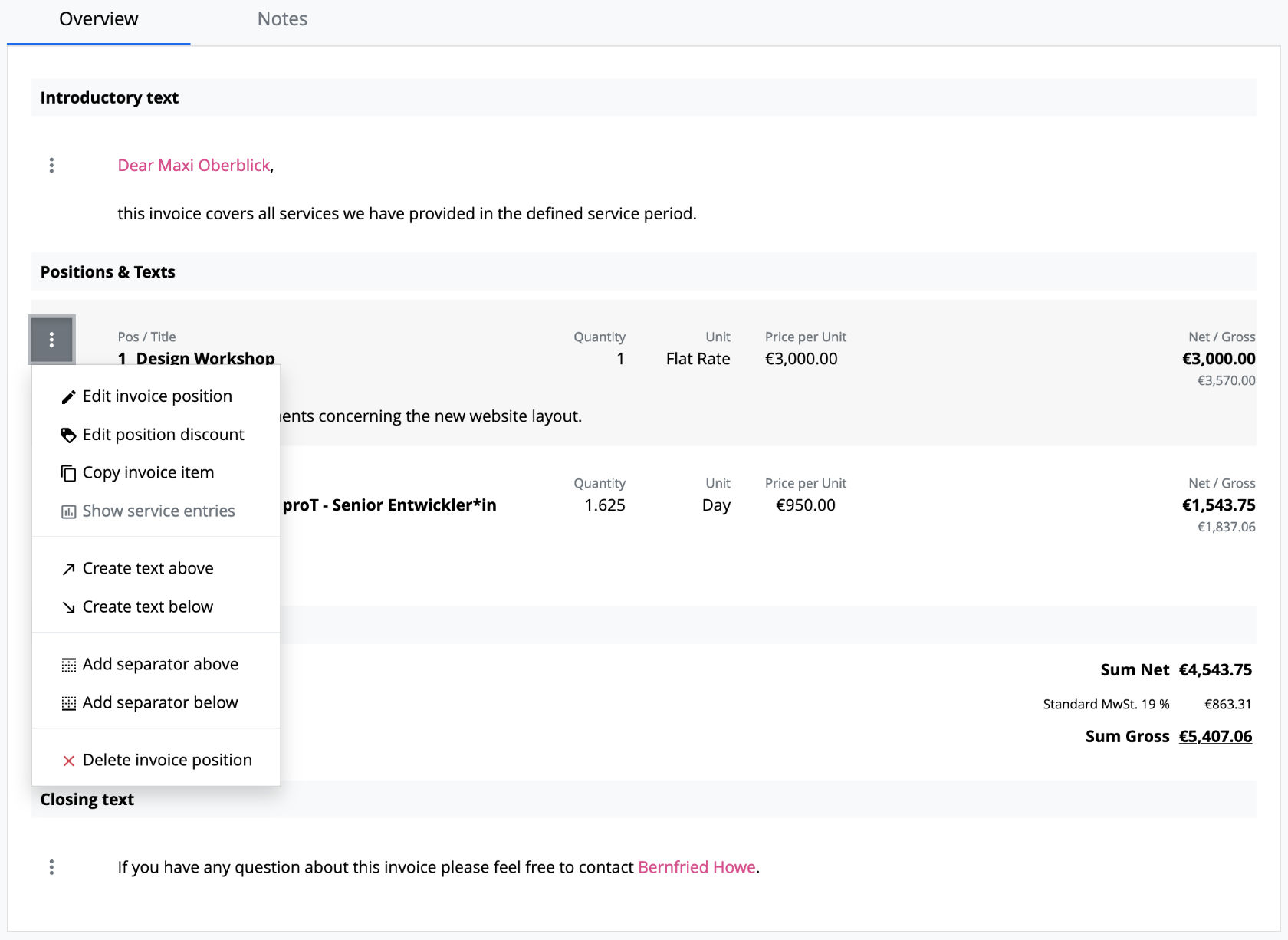 Invoice - Details View