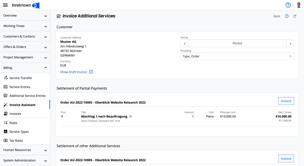 Invoice Assistant for Partial Payments