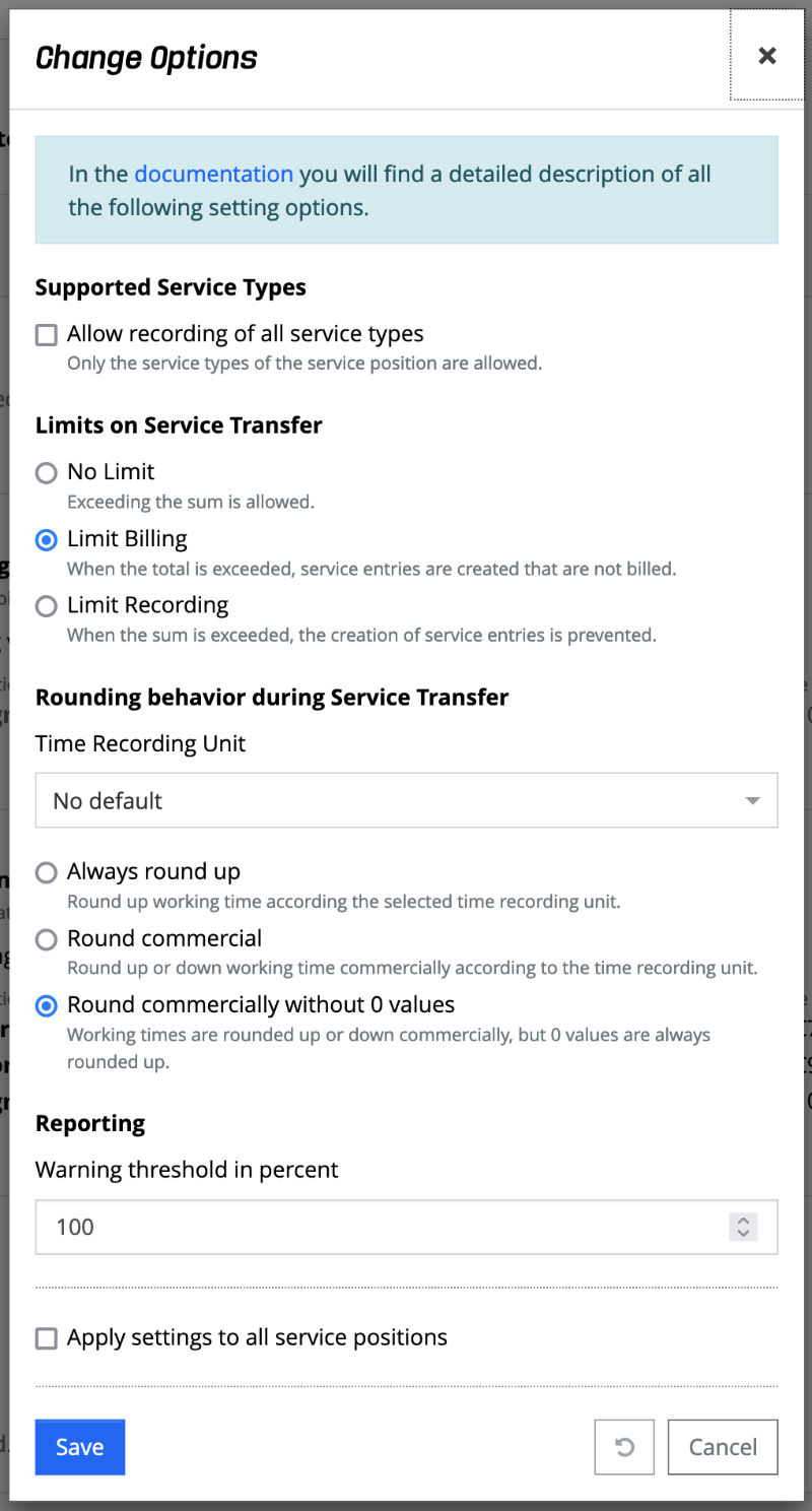 Orders - Settings for Order Position