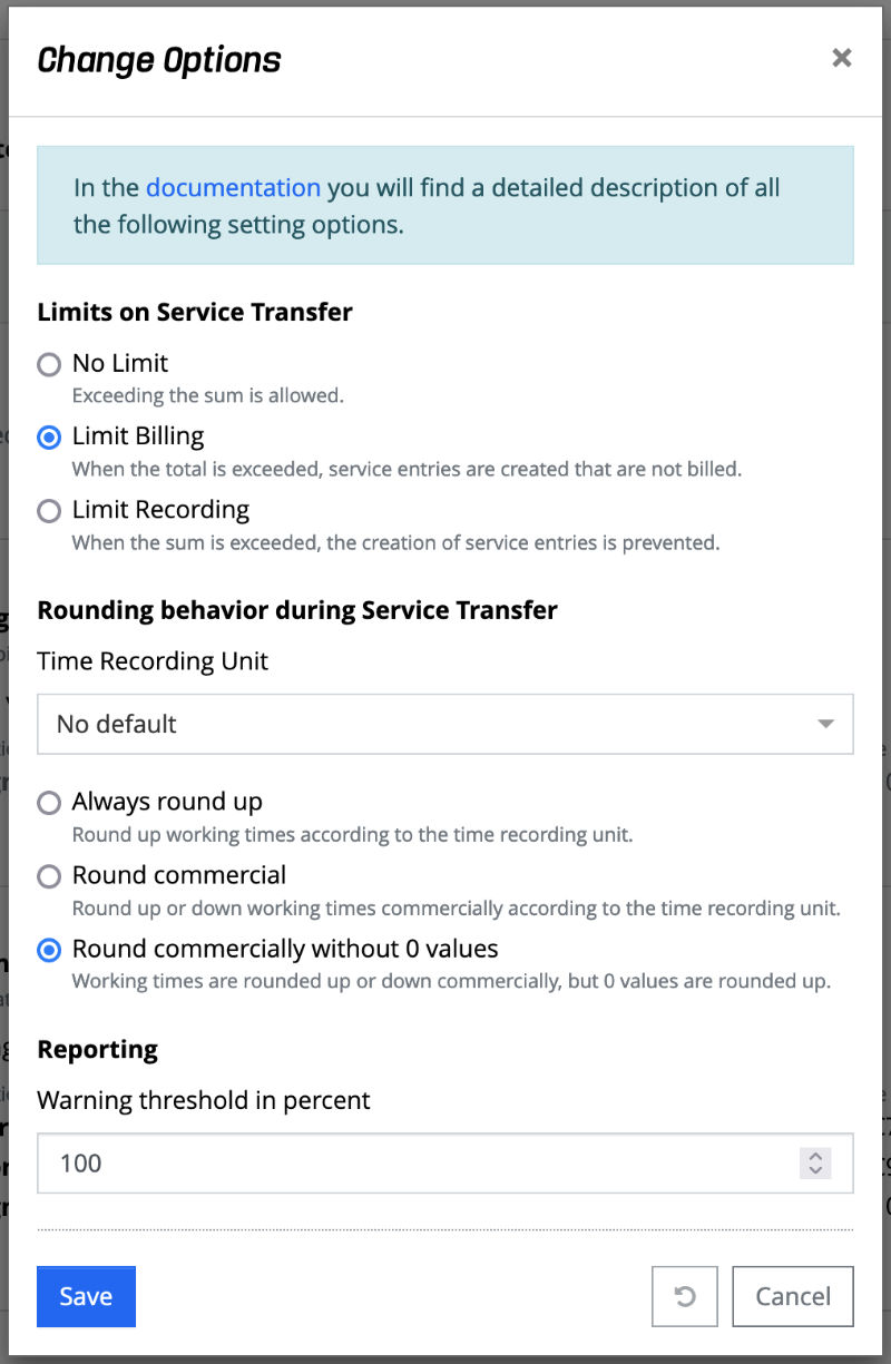 Orders - Settings for Service Positions