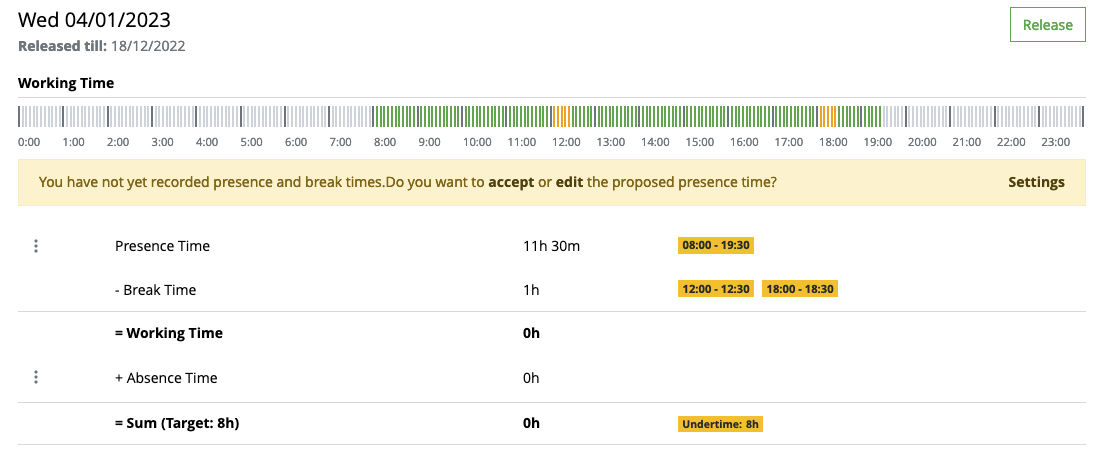 Time Recording - Working Time