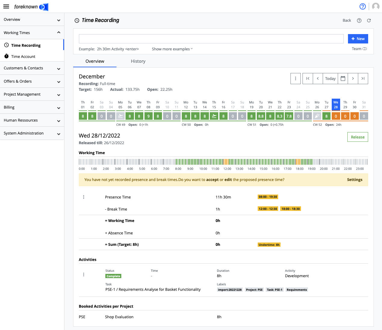 Time Recording - Overview