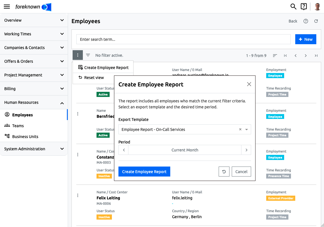 On-Call Service - Employees