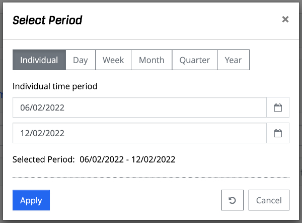 Select Period Dialog - Individual Period