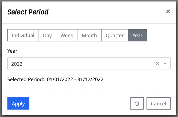 Select Period Dialog - Year