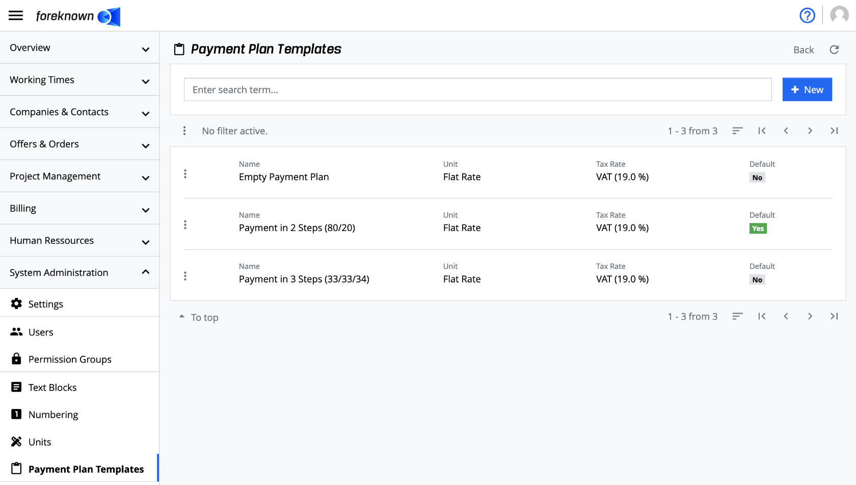 List of Payment Plan Templates